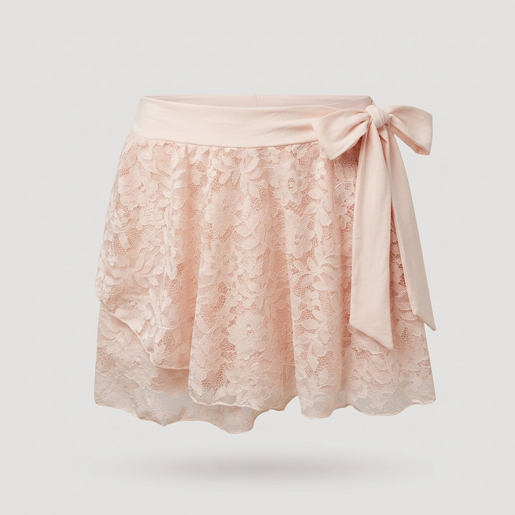 Pink Lace Wrap Skort