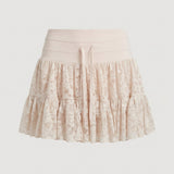 Pink Tiered Lace Skort
