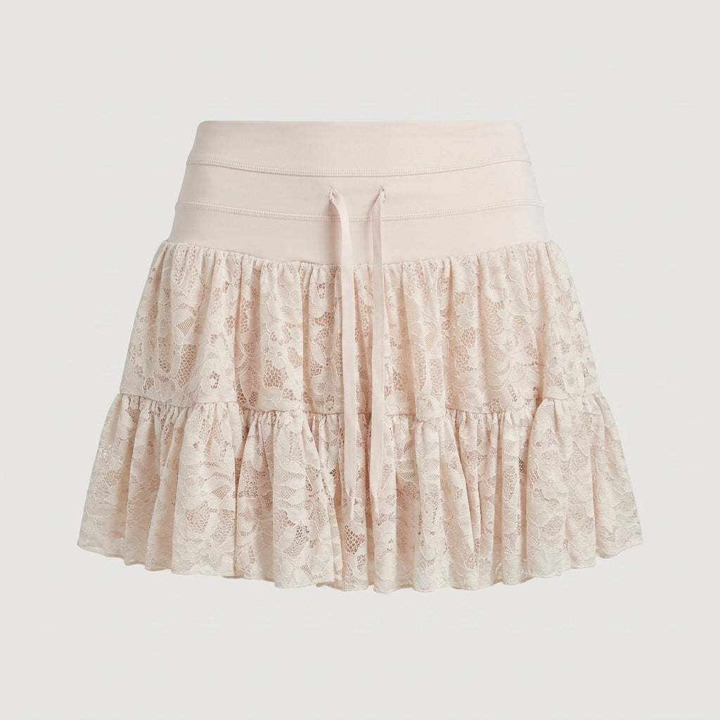 Pink Tiered Lace Skort