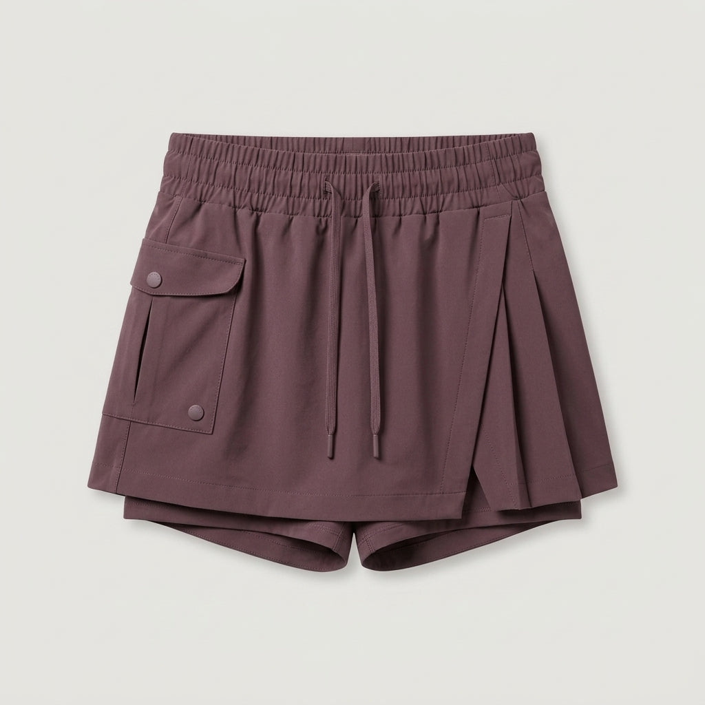 Purple Cargo Drawstring Skort