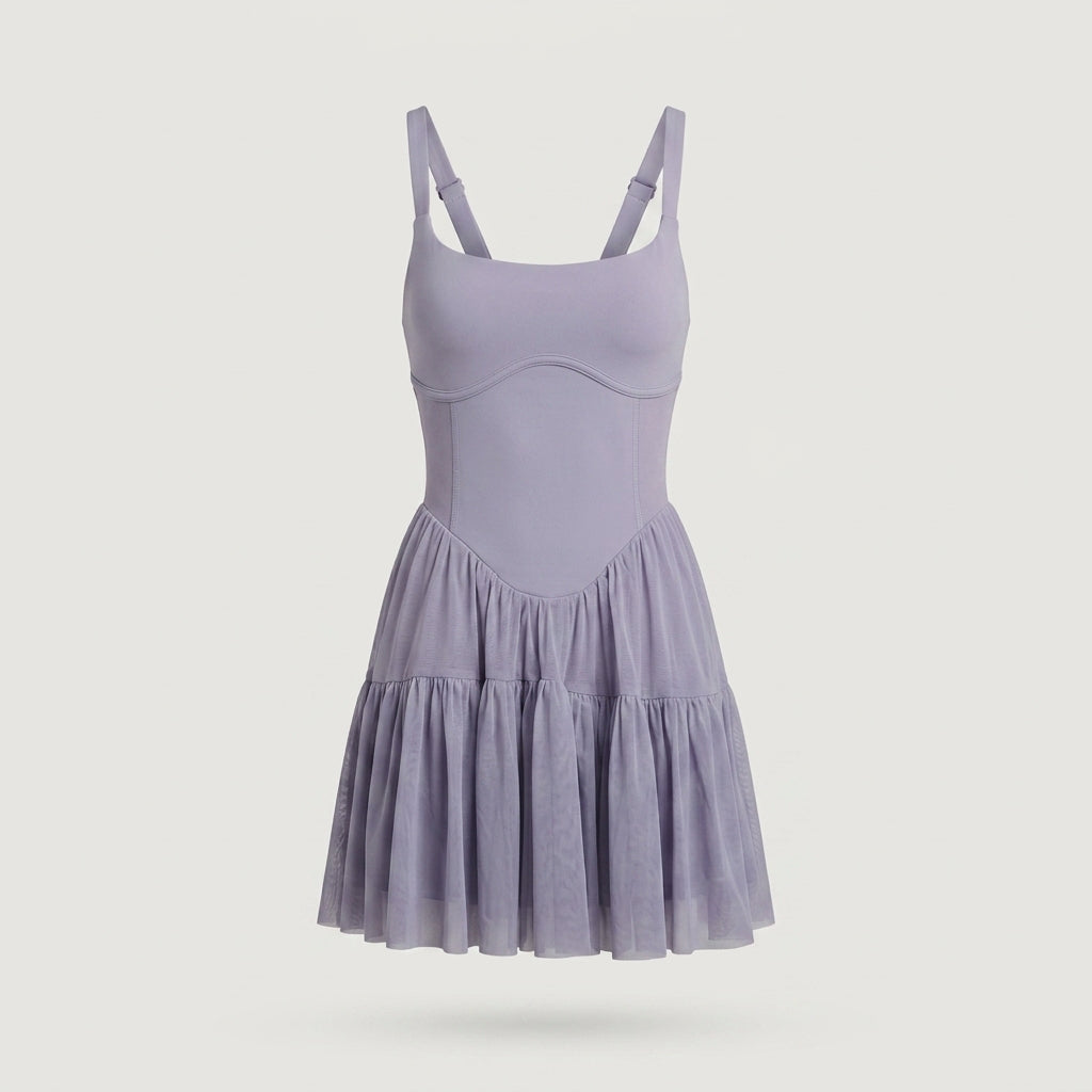 Purple Corset Tiered Active Dress
