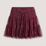 Purple Floral Tiered Mesh Skort