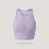 Purple Mesh Panel Sports Bra