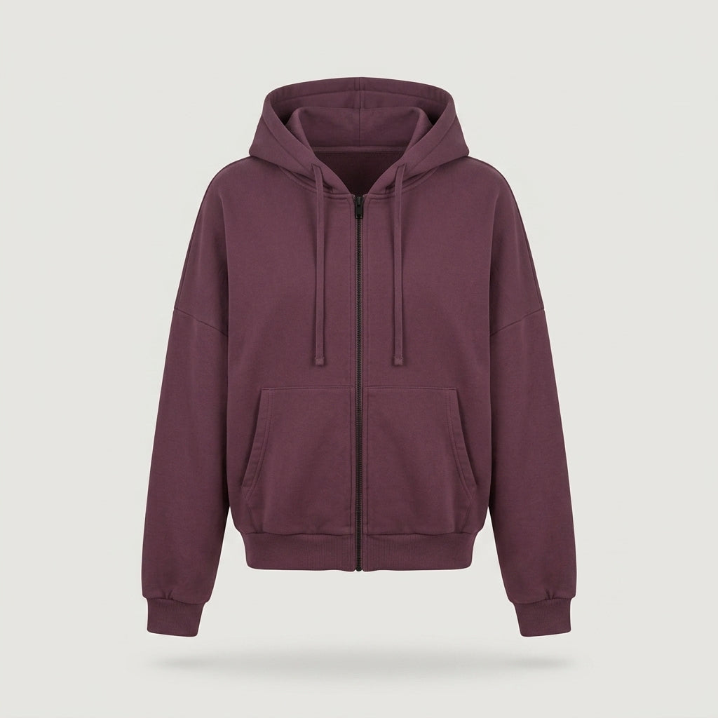 Purple Oversized Zip-up Hoodie