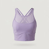 Purple Strappy Mesh Sports Bra