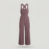 Regular Purple Zip Front Wide Leg Jumpsuit