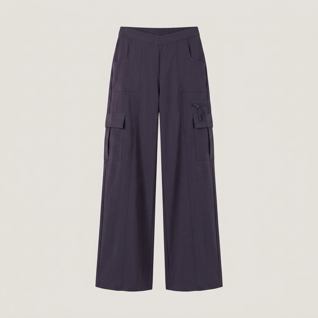 Regular Purple Wide Leg Cargo Pant