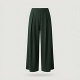 petite dark green Ribbed Wide Leg Pant