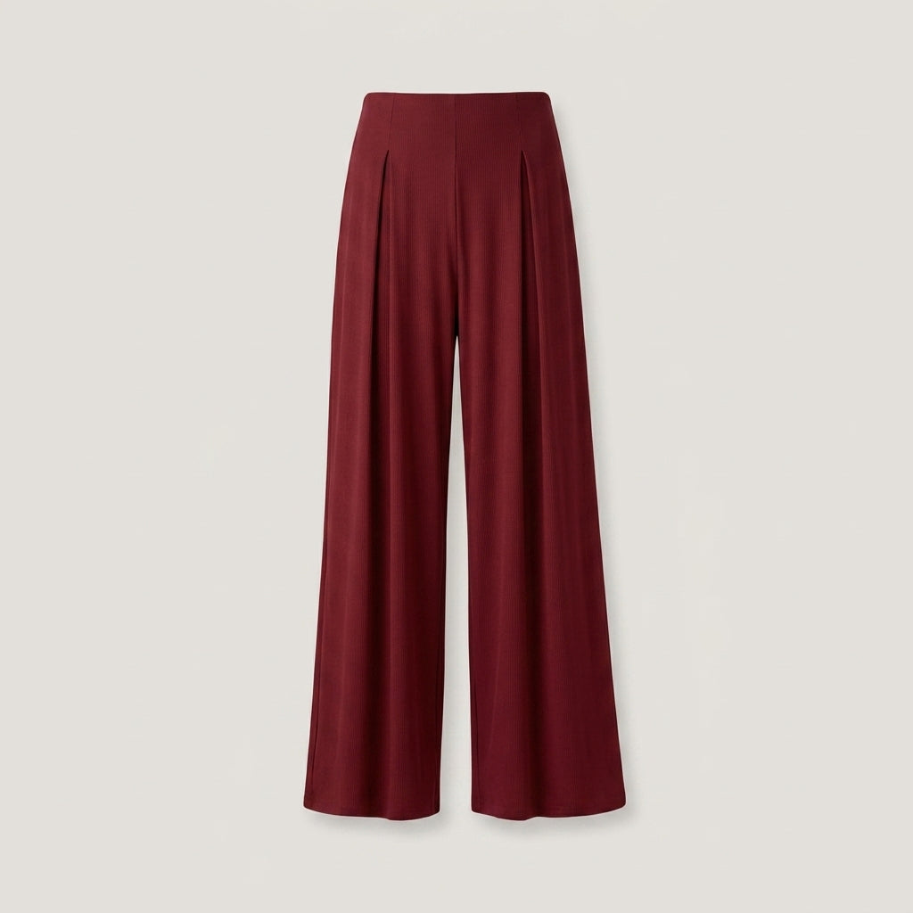 TallRed Ribbed Wide Leg Pant