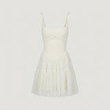 White Corset Ruffled Mini Dress