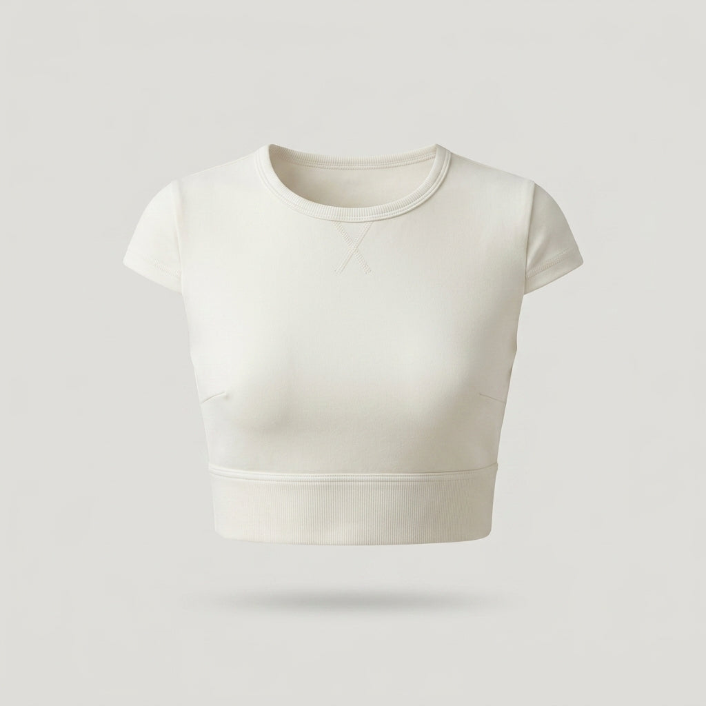 White Cropped Short Sleeve Top