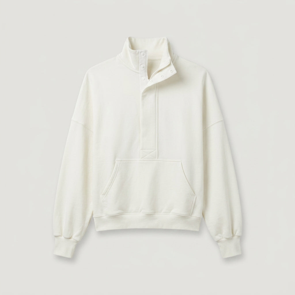 White Half-zip Pullover Sweatshirt