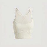 White Mesh Panel Sports Bra