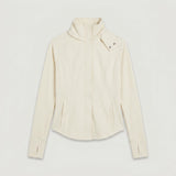 White Ribbed Zip-up Jacket