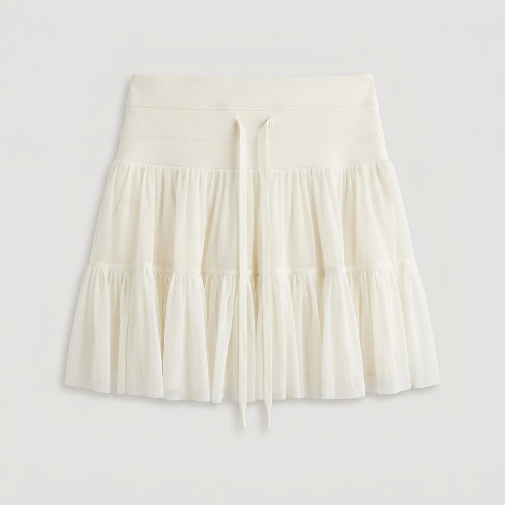 White Tiered Ruffle Skort