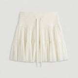 White Tiered Ruffle Skort
