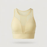 Yellow Mesh Panel Sports Bra