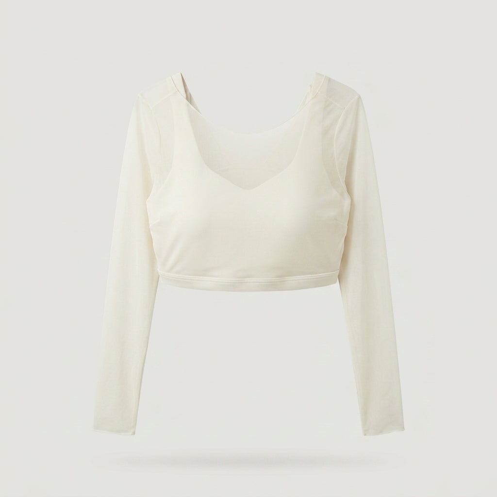 Off white Layered Mesh Crop Top