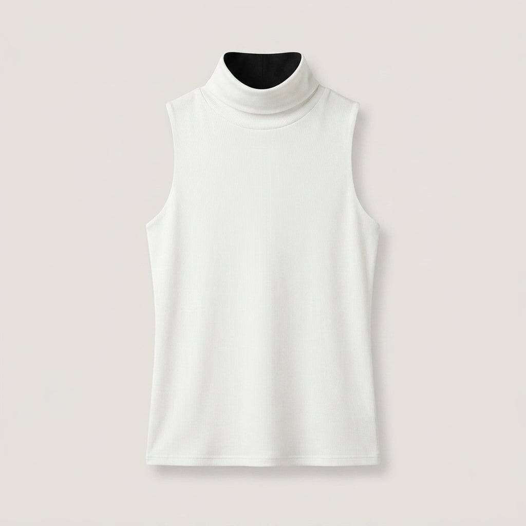 White Ribbed Mock Neck Tank