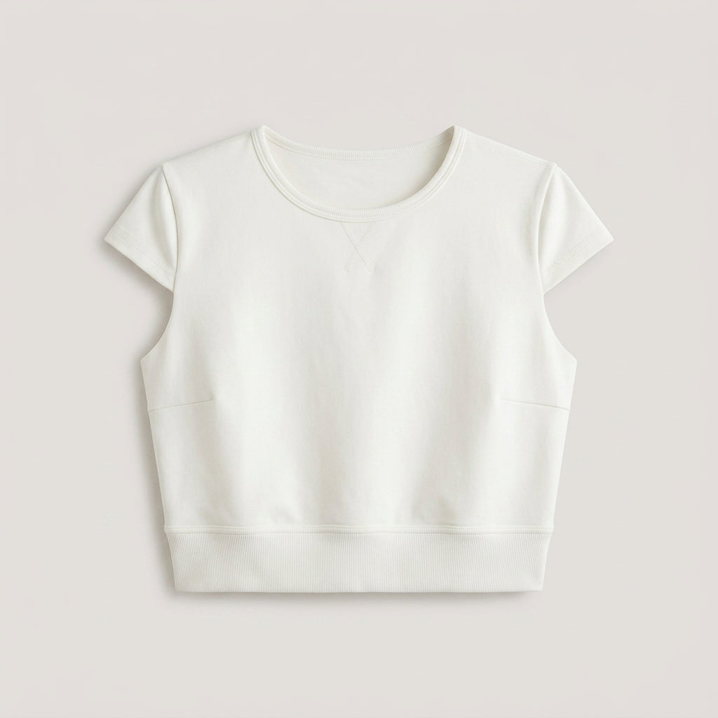 Off white Short Sleeve Crop Top