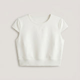 Off white Short Sleeve Crop Top