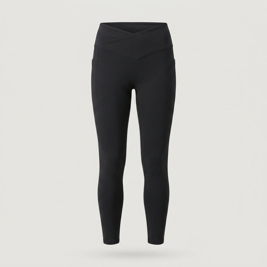 V-waist Black Crossover Pocket Legging