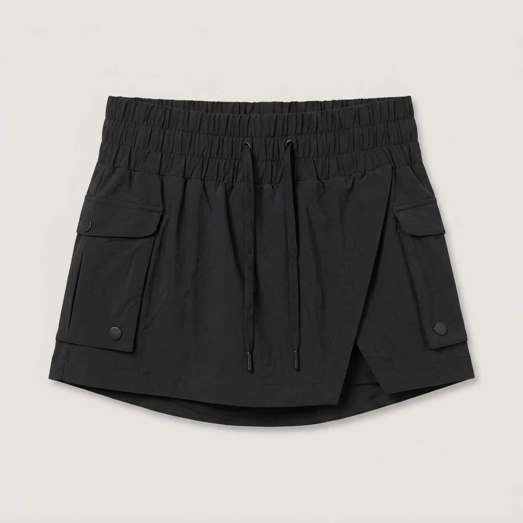 Black Drawstring Hiking Skort