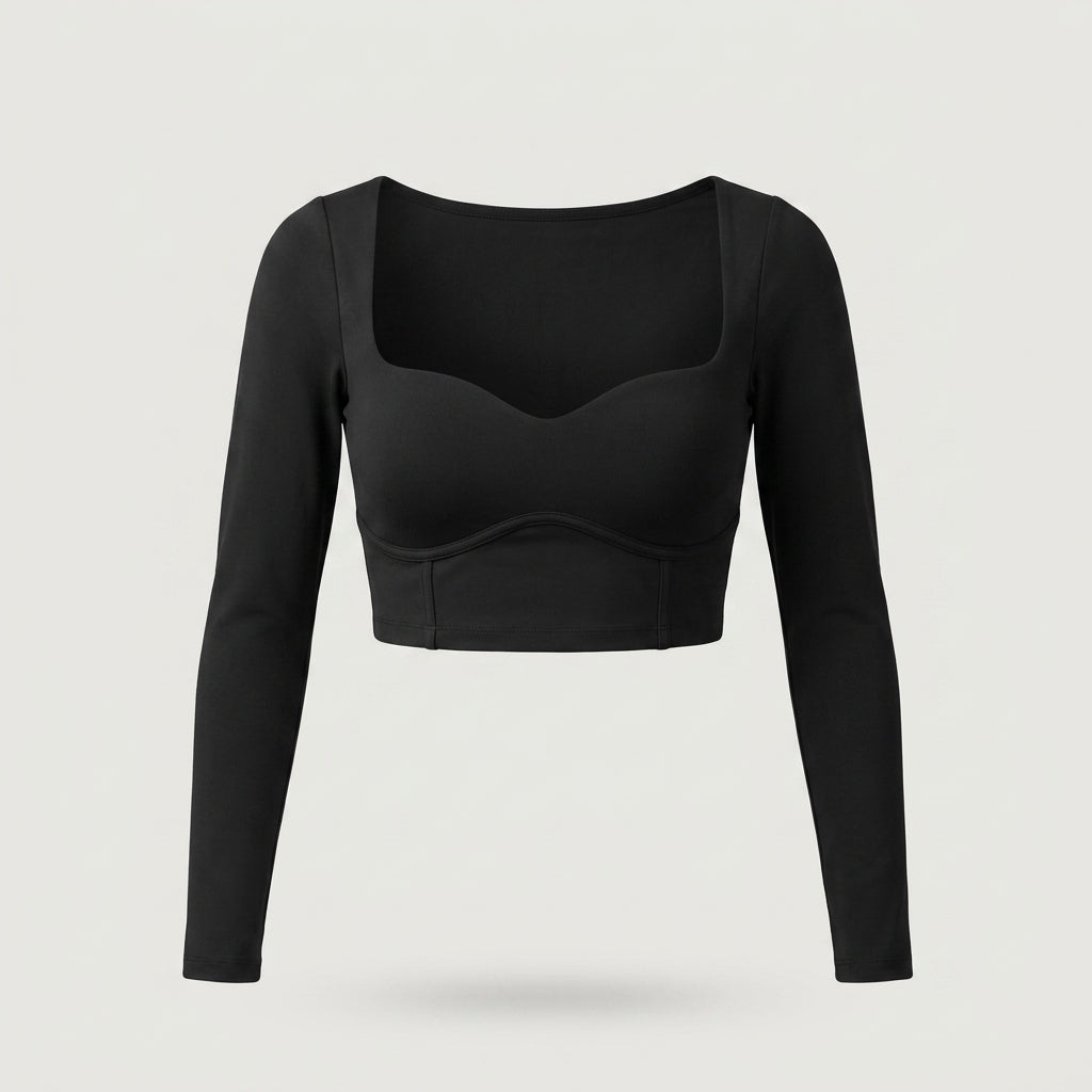 Black Long Sleeve Cropped Top