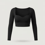 Black Long Sleeve Cropped Top