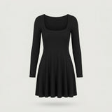 Black Long Sleeve Ribbed Romper