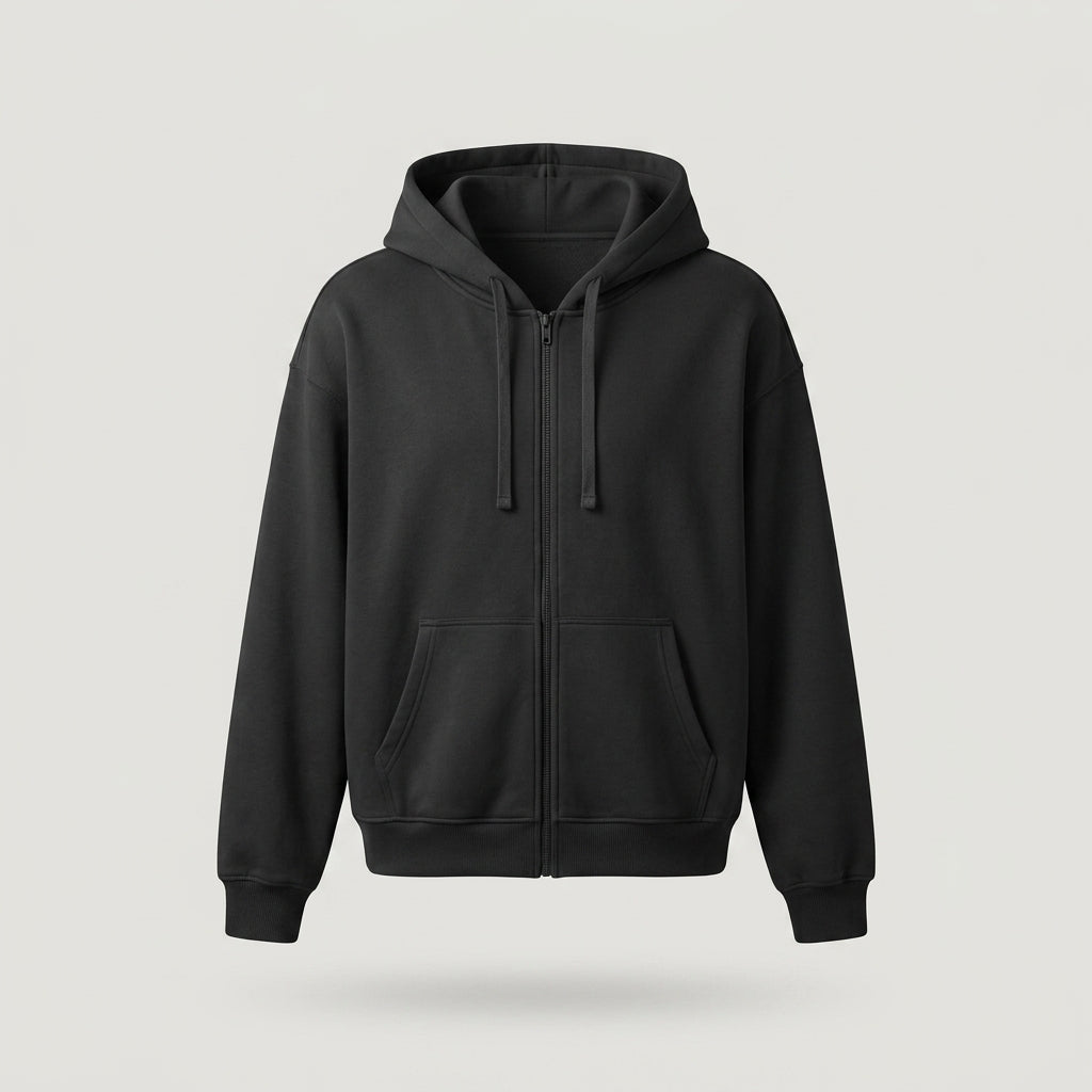 Black Oversized Zip-up Hoodie
