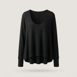 Black Ribbed Long Sleeve Top