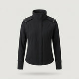 Black Ribbed Panelled Zip-up Hoodie