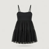 Black Sweetheart Tiered Mini Dress