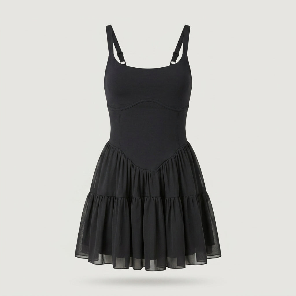 Black Tiered Ruffle Mini Dress
