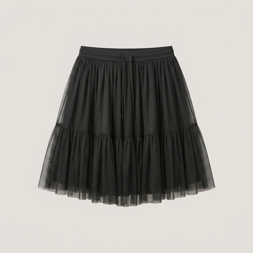 Black Tiered Tulle Skort