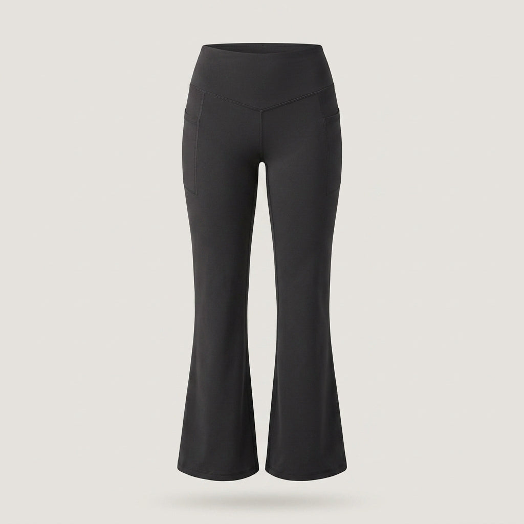 Black V-waist Flared Legging
