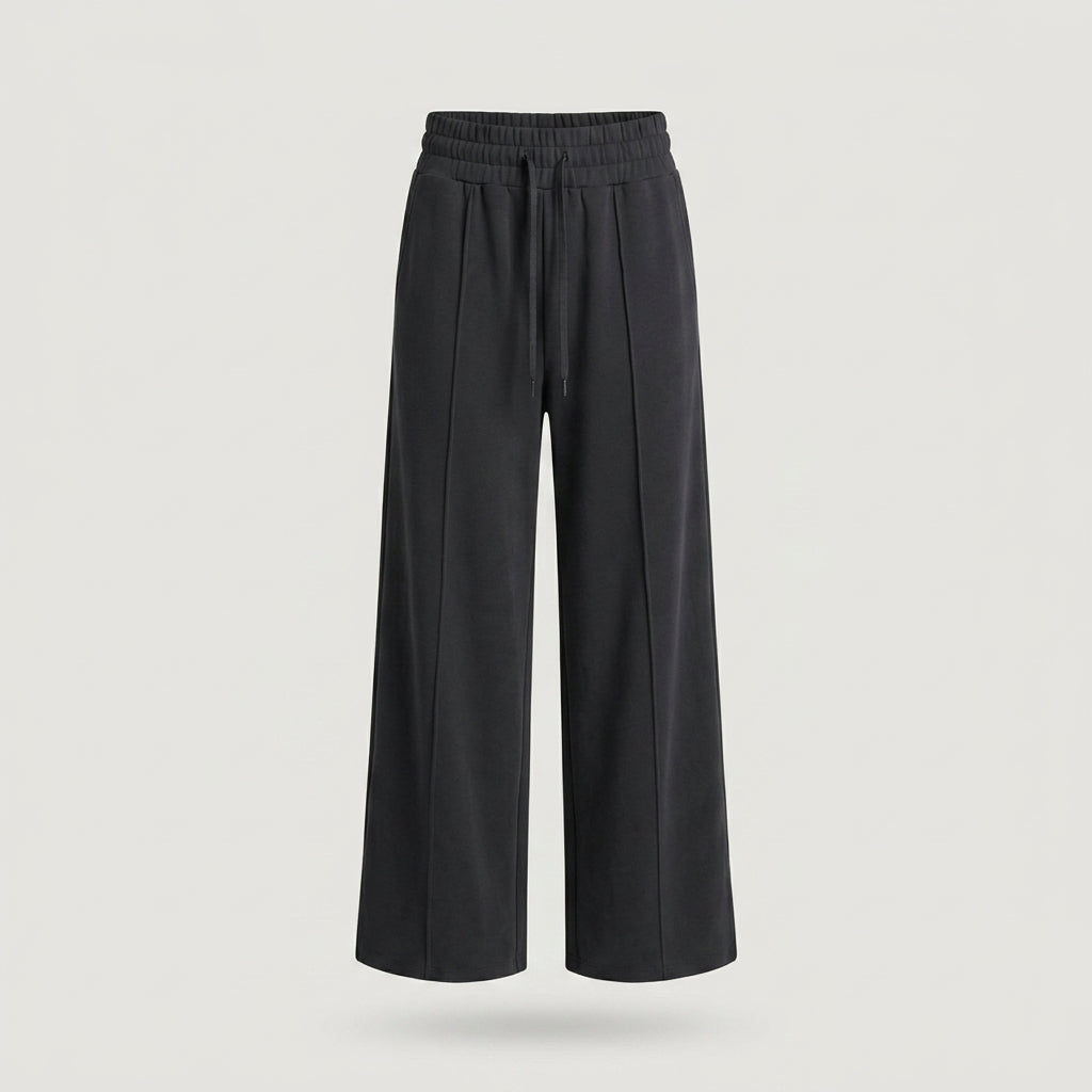 Regular Black Wide Leg Drawstring Sweatpant