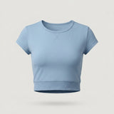 Blue Cropped Short Sleeve Top