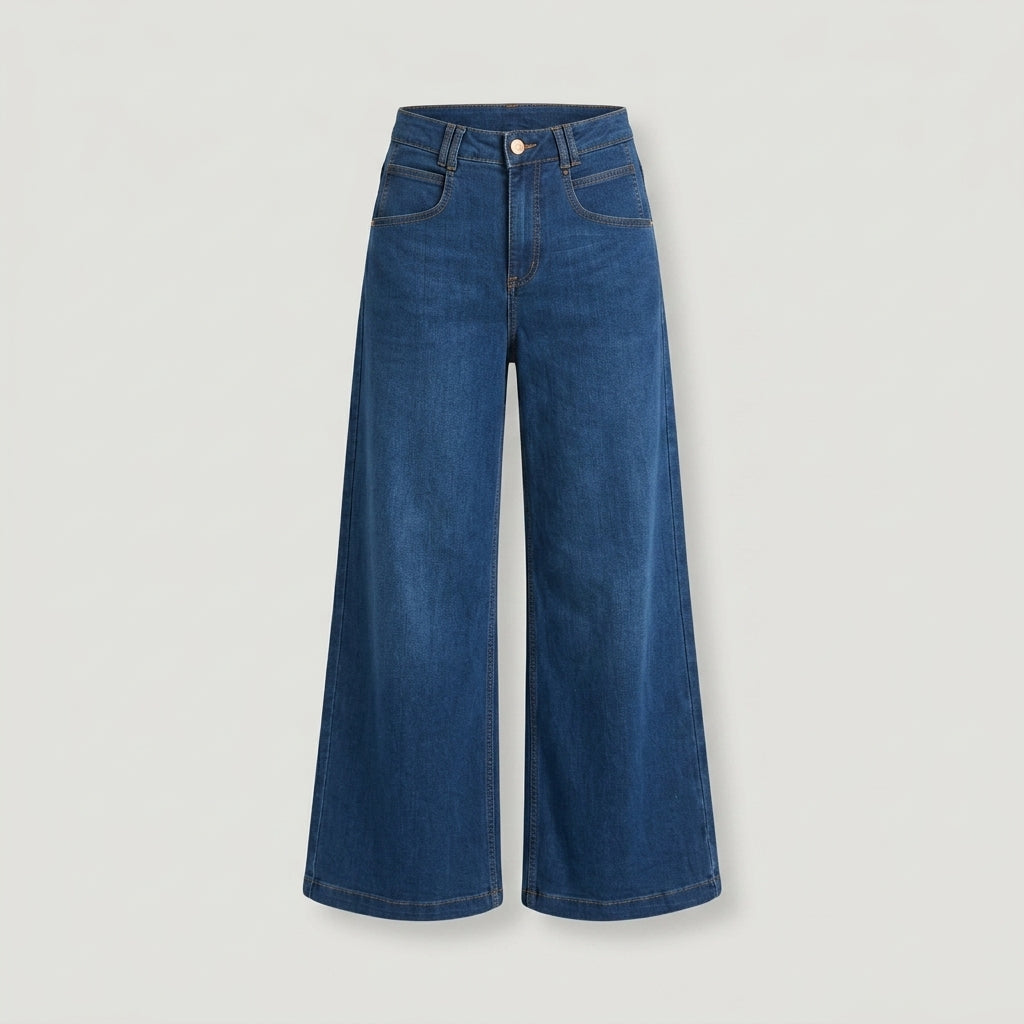 Blue High Rise Wide Leg Jeans 2