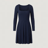 Navy Long Sleeve Pleated Romper