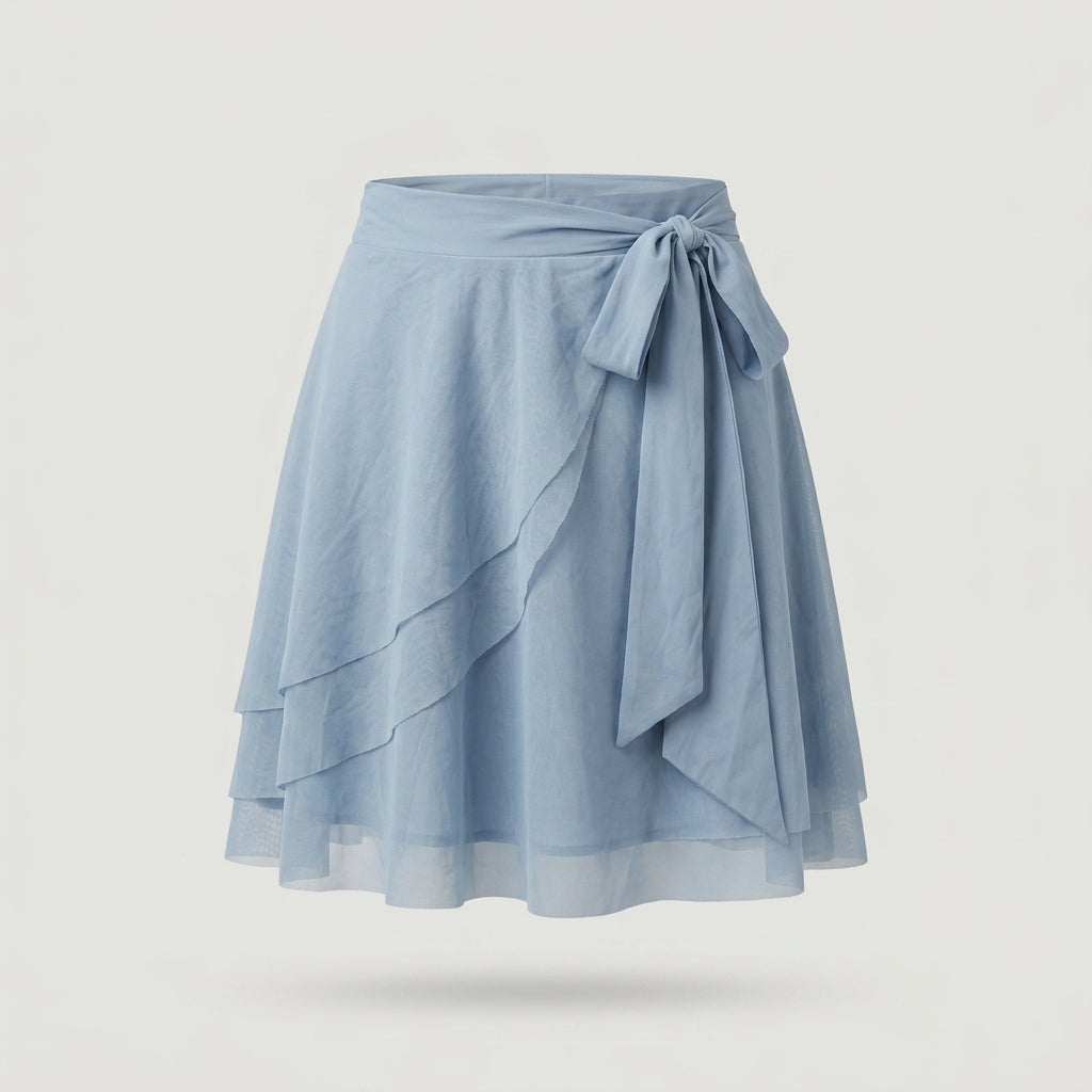 Blue Mesh Wrap Skort