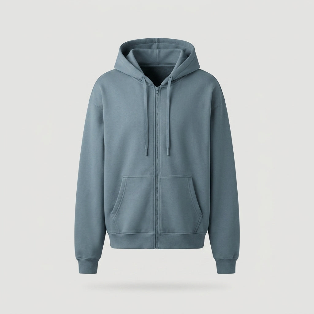 Blue Oversized Zip-up Hoodie