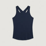 Navy Ribbed Criss-cross Tank