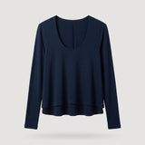 Navy Ribbed Long Sleeve Top