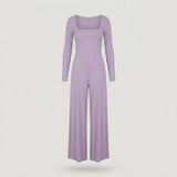 extral petite Purple Square Neck Ribbed Jumpsuit