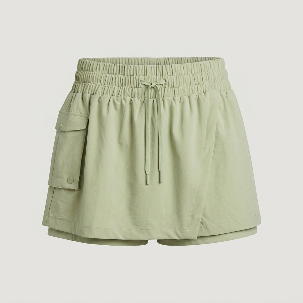 Sage Green Drawstring Cargo Skort