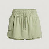 Sage Green Drawstring Cargo Skort
