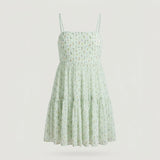 Green Floral Tiered Dress