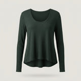 Dark Green Ribbed Long Sleeve Top
